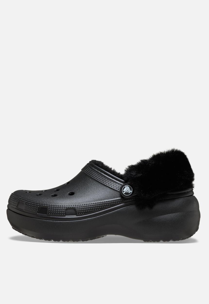 Crocs - Classic Platform fuzz lined clog - black