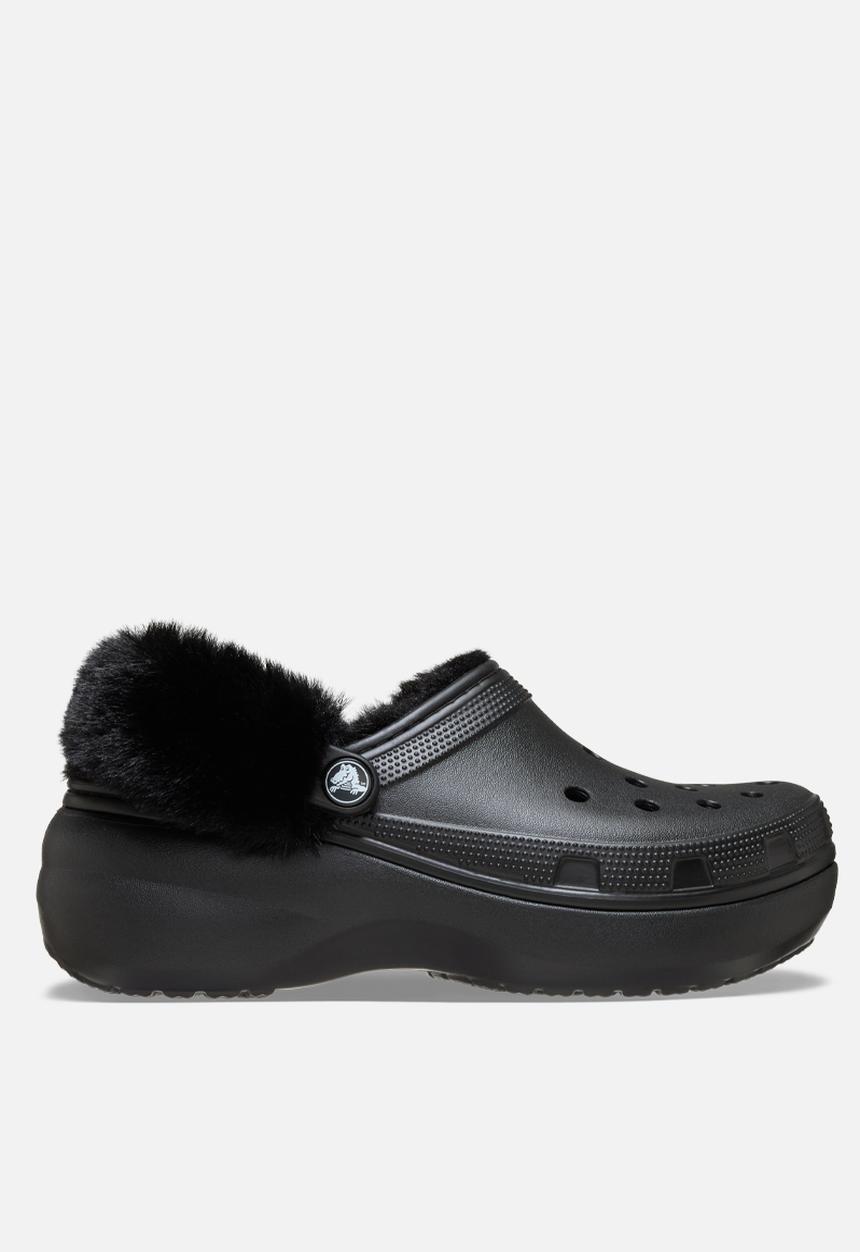 Crocs - Classic Platform fuzz lined clog - black