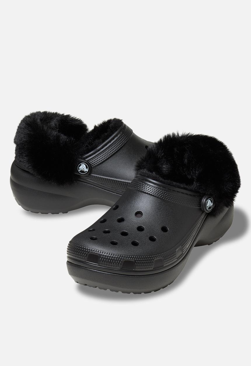 Crocs - Classic Platform fuzz lined clog - black