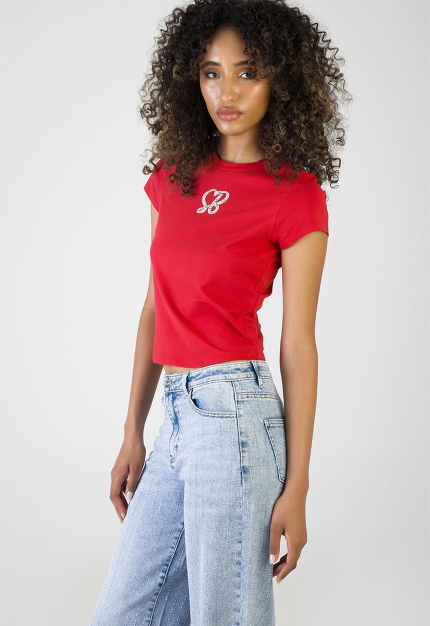 SISSY BOY - For The Story: Tshirt With Pearl Branded Transfer - Red