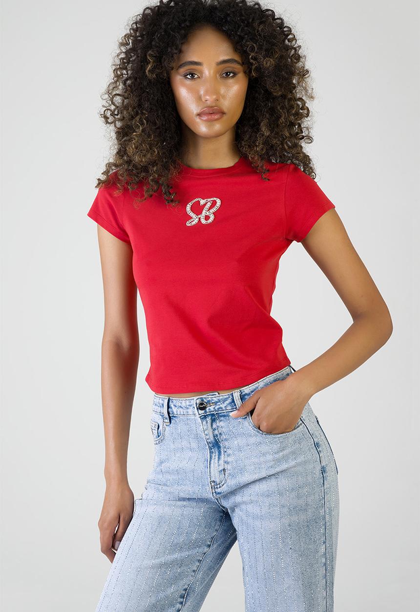 SISSY BOY - For The Story: Tshirt With Pearl Branded Transfer - Red