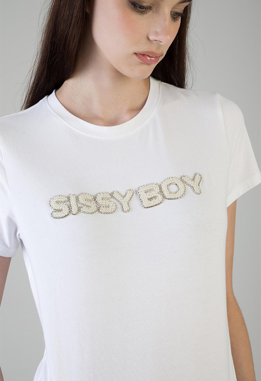 SISSY BOY - Own It: Tshirt With Pearl Logo - White