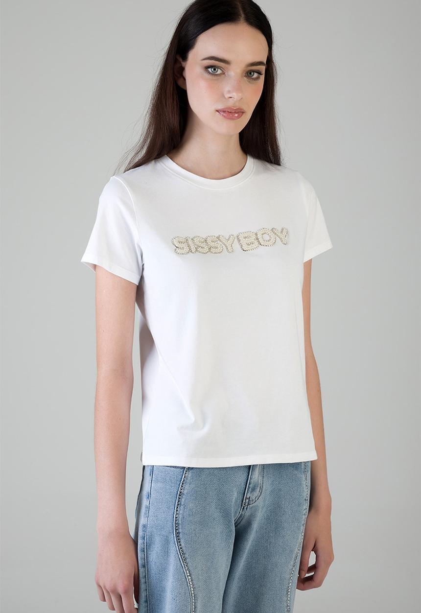 SISSY BOY - Own It: Tshirt With Pearl Logo - White