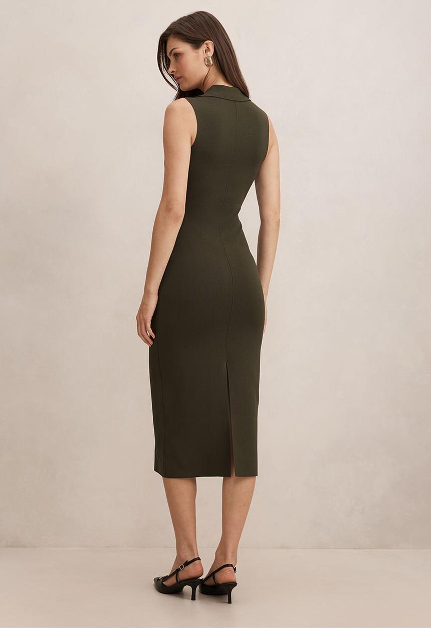 Forever New - Marlowe sculpted midi dress in khaki