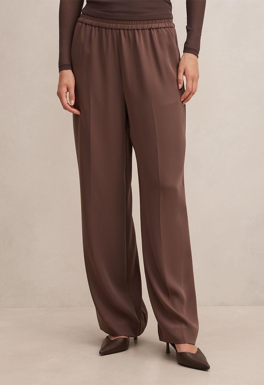 Forever New - Enya elastic wide leg pants in espresso set - chocolate