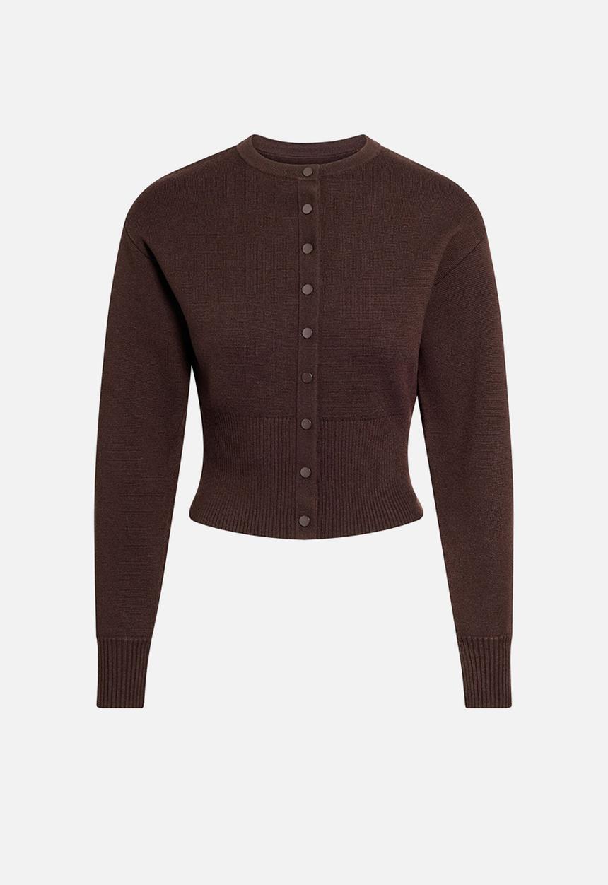 Forever New - Lara sculpted cardigan in chocolate