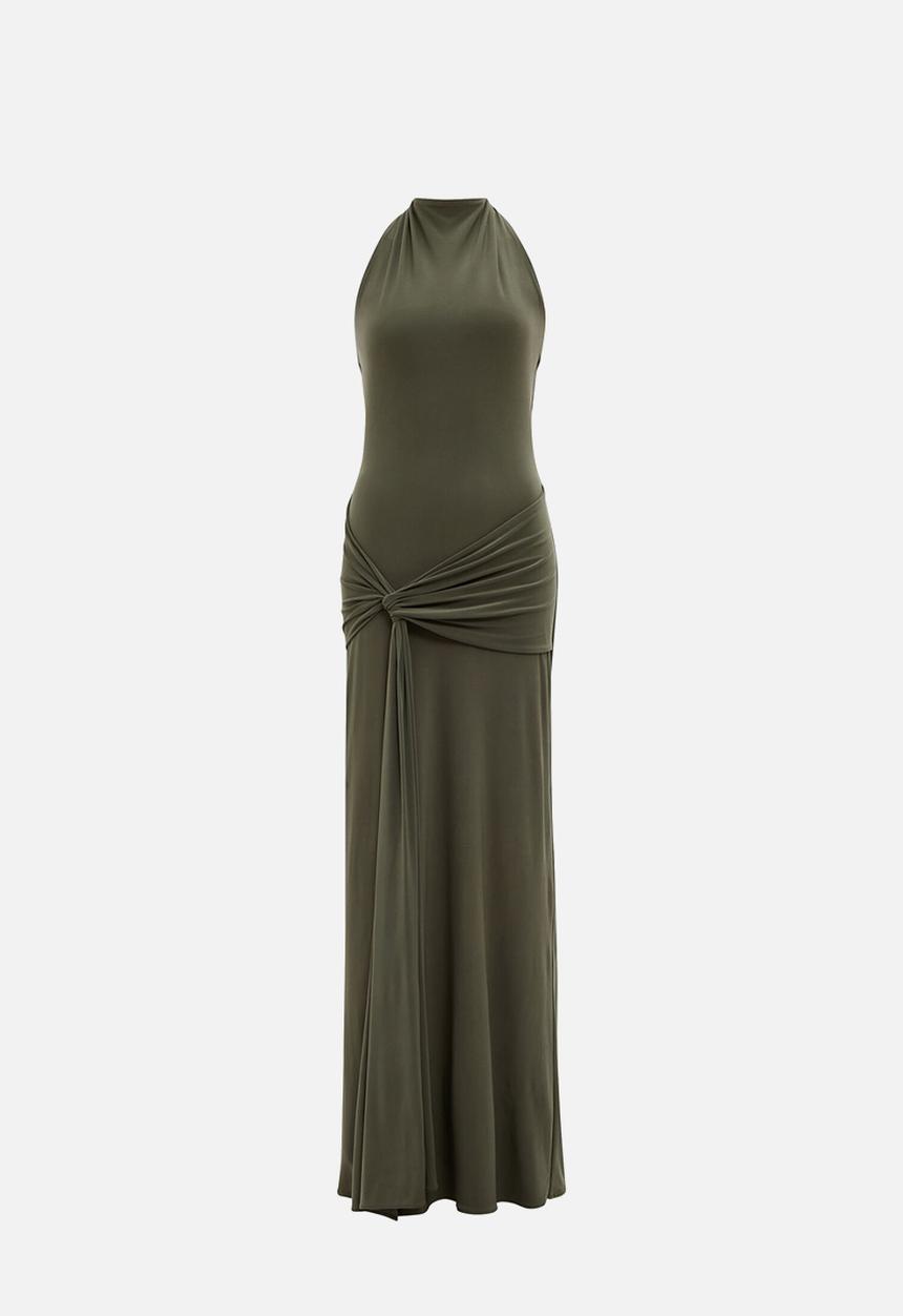 Forever New - Abby halter jersey maxi dress in thyme green