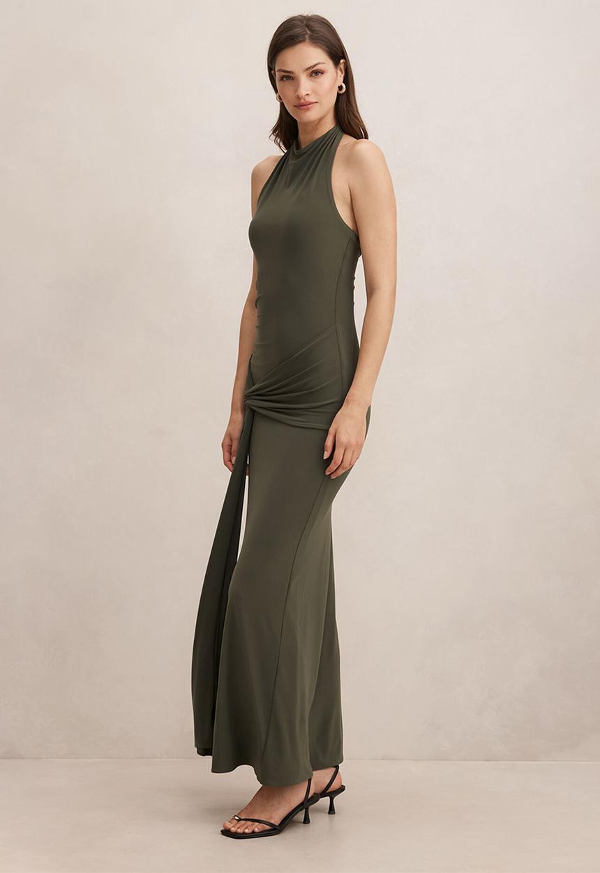 Forever New - Abby halter jersey maxi dress in thyme green