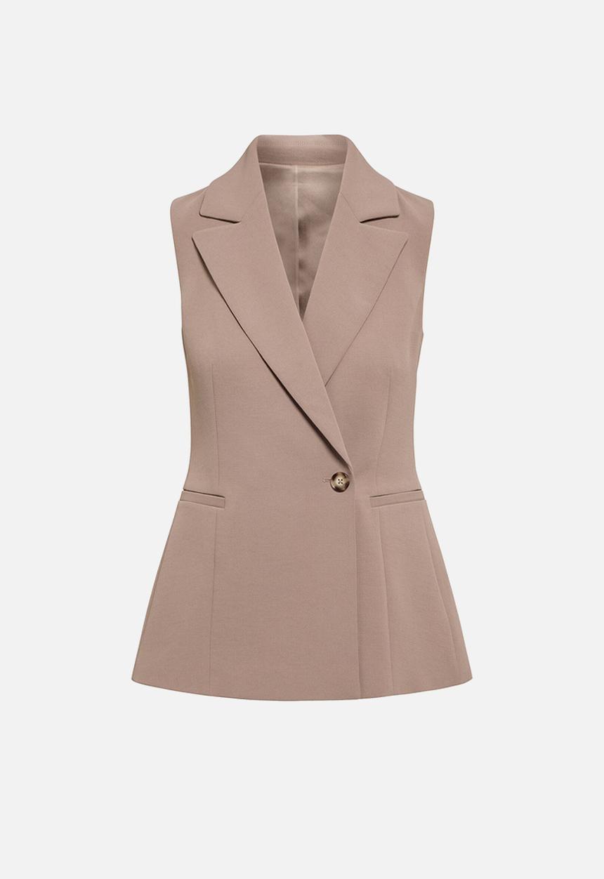 Forever New - Arden sleeveless blazer in light taupe suit