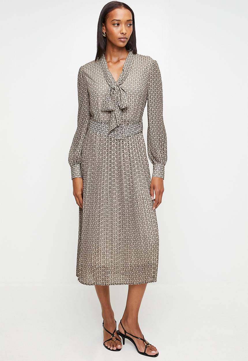 Pringle of Scotland - Pringle bianca printed geo midi dress  - brown