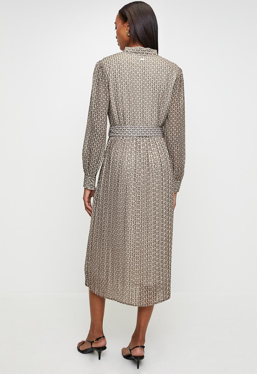 Pringle of Scotland - Pringle bianca printed geo midi dress  - brown