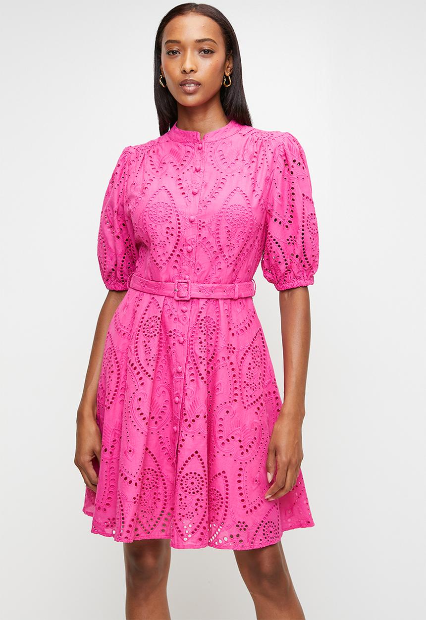 Pringle daniela embroidered dress - pink