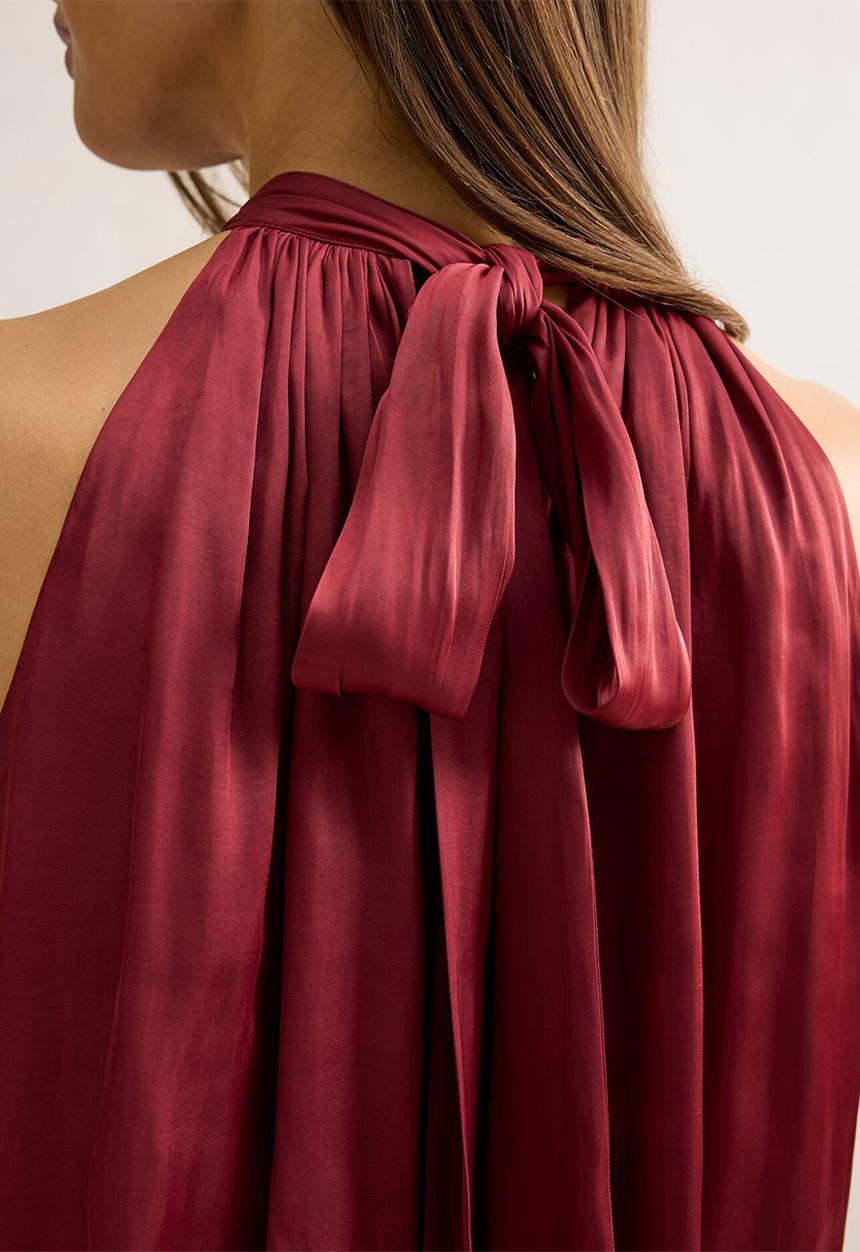 Forever New - Jasmine bubble hem halter top in rosewood
