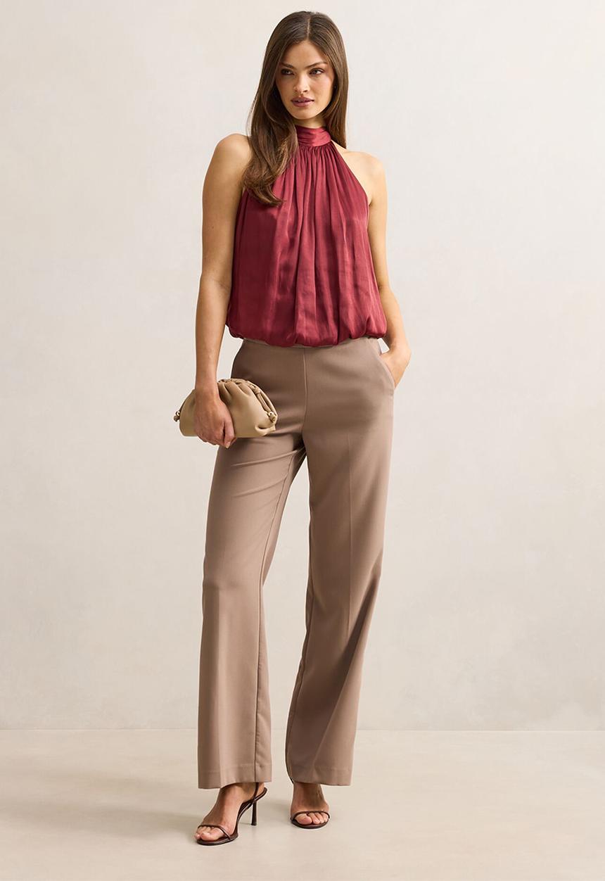 Forever New - Jasmine bubble hem halter top in rosewood