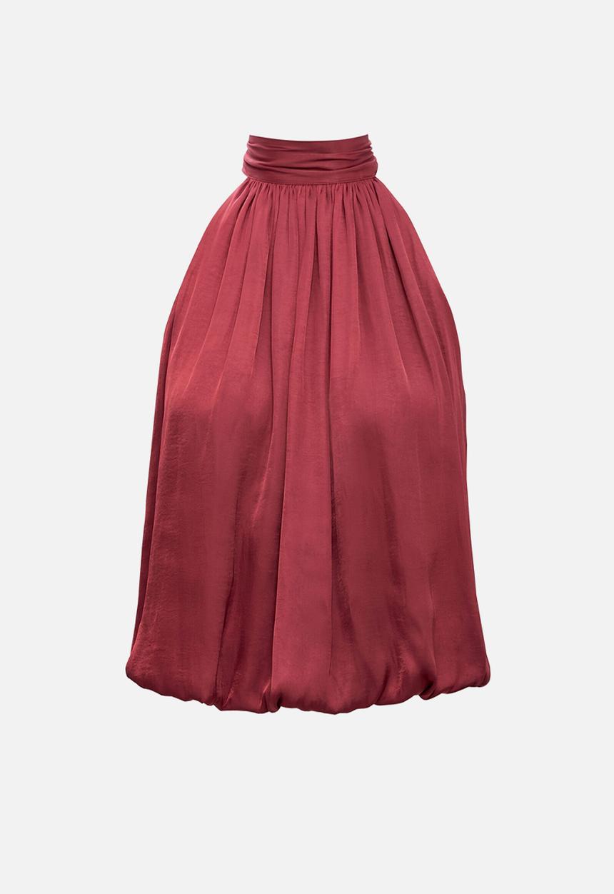 Forever New - Jasmine bubble hem halter top in rosewood