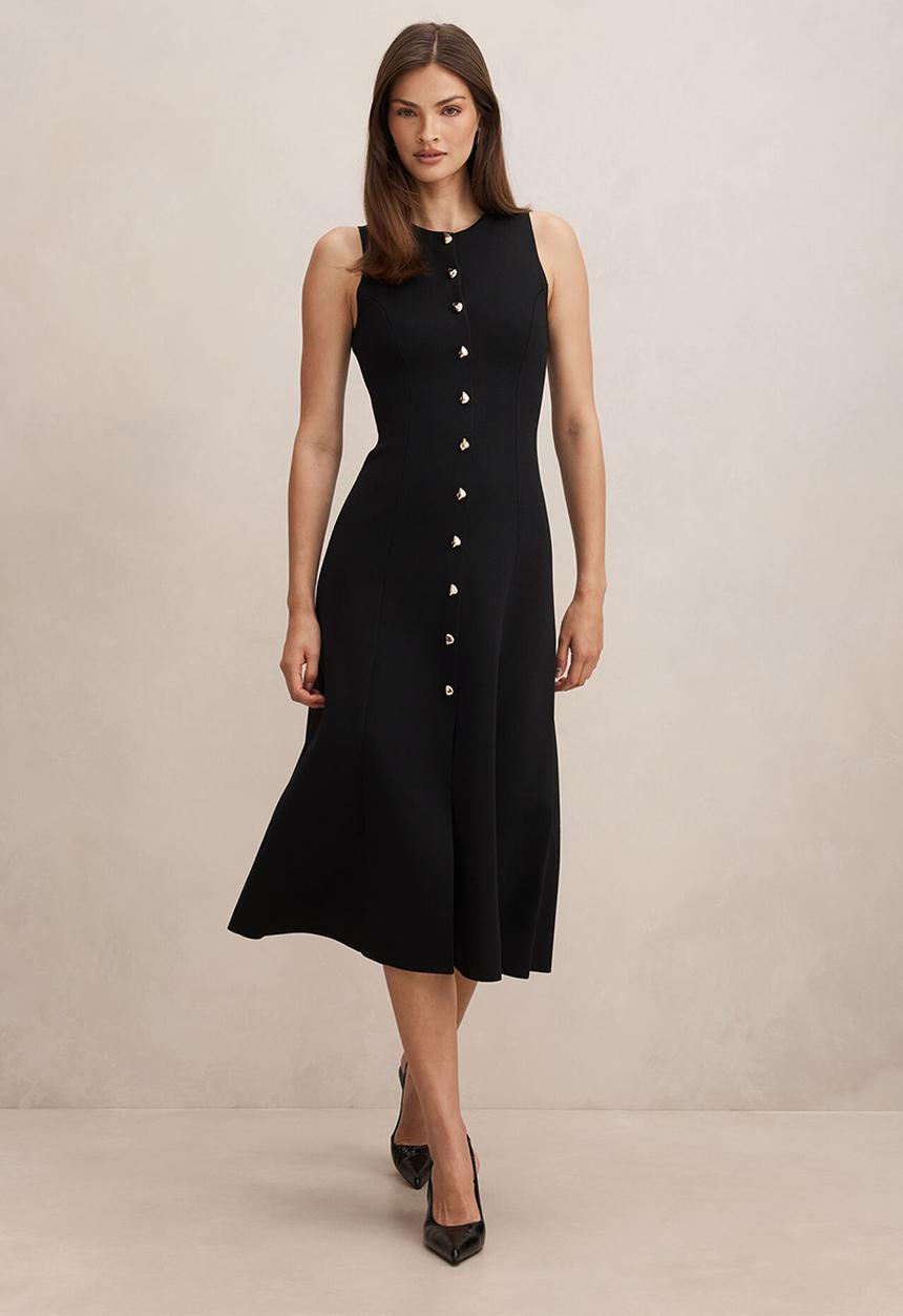 Forever New - Lucienne fit and flare knit midi dress in black