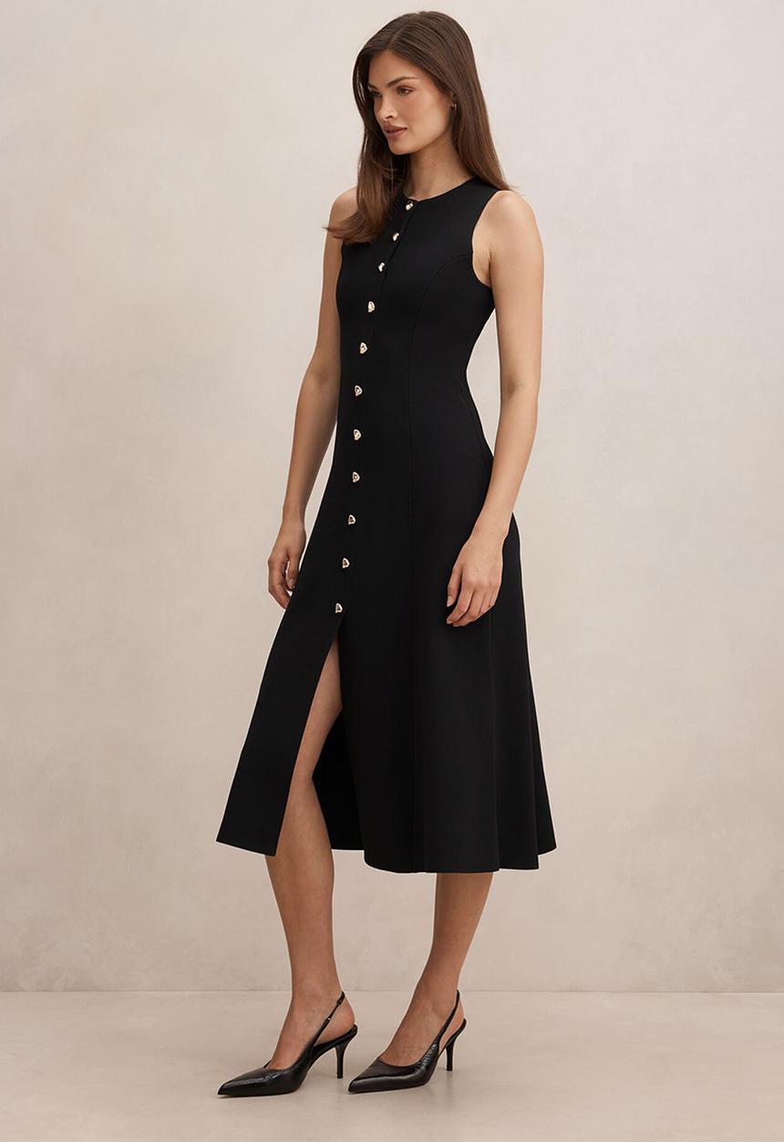 Forever New - Lucienne fit and flare knit midi dress in black