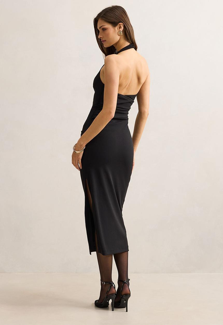 Forever New - Daphne halter column midi dress in black