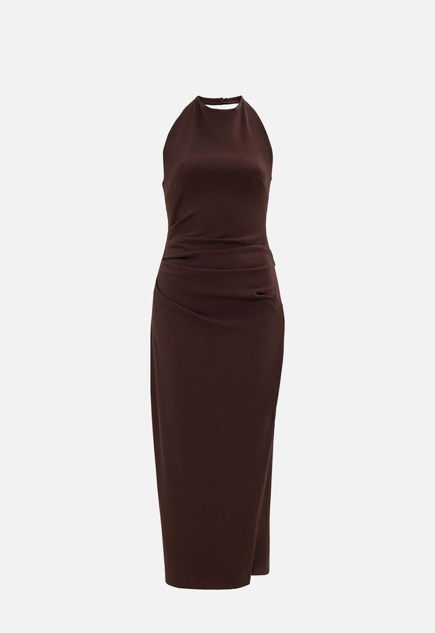 Forever New - Daphne halter column midi dress in dark chocolate