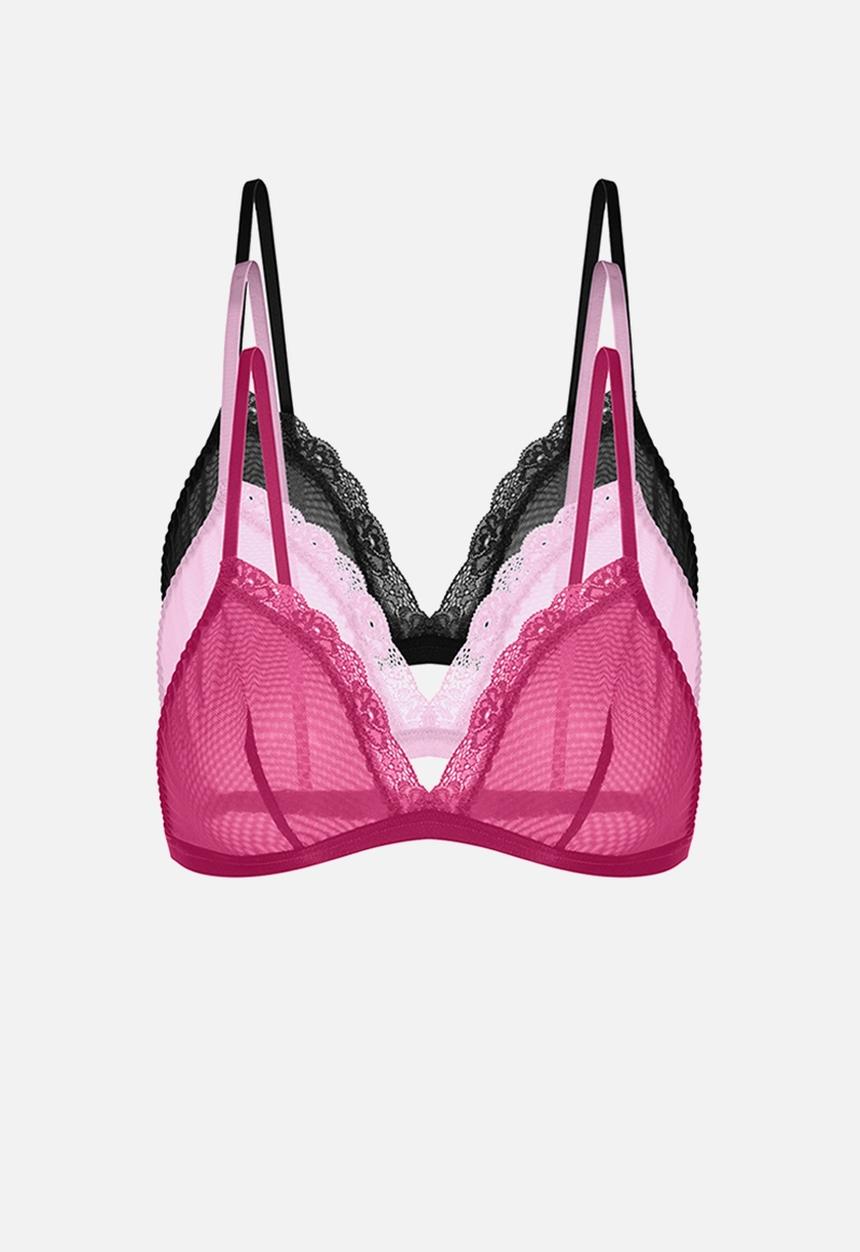DORINA - Plus misha-3pp bralette - pink/pink/black