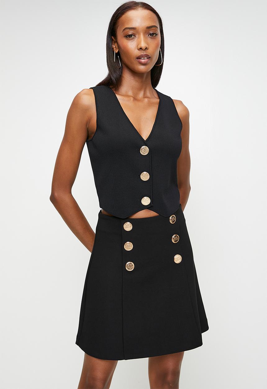 Steve Madden - Ladies lisa short skirt with buttons - black