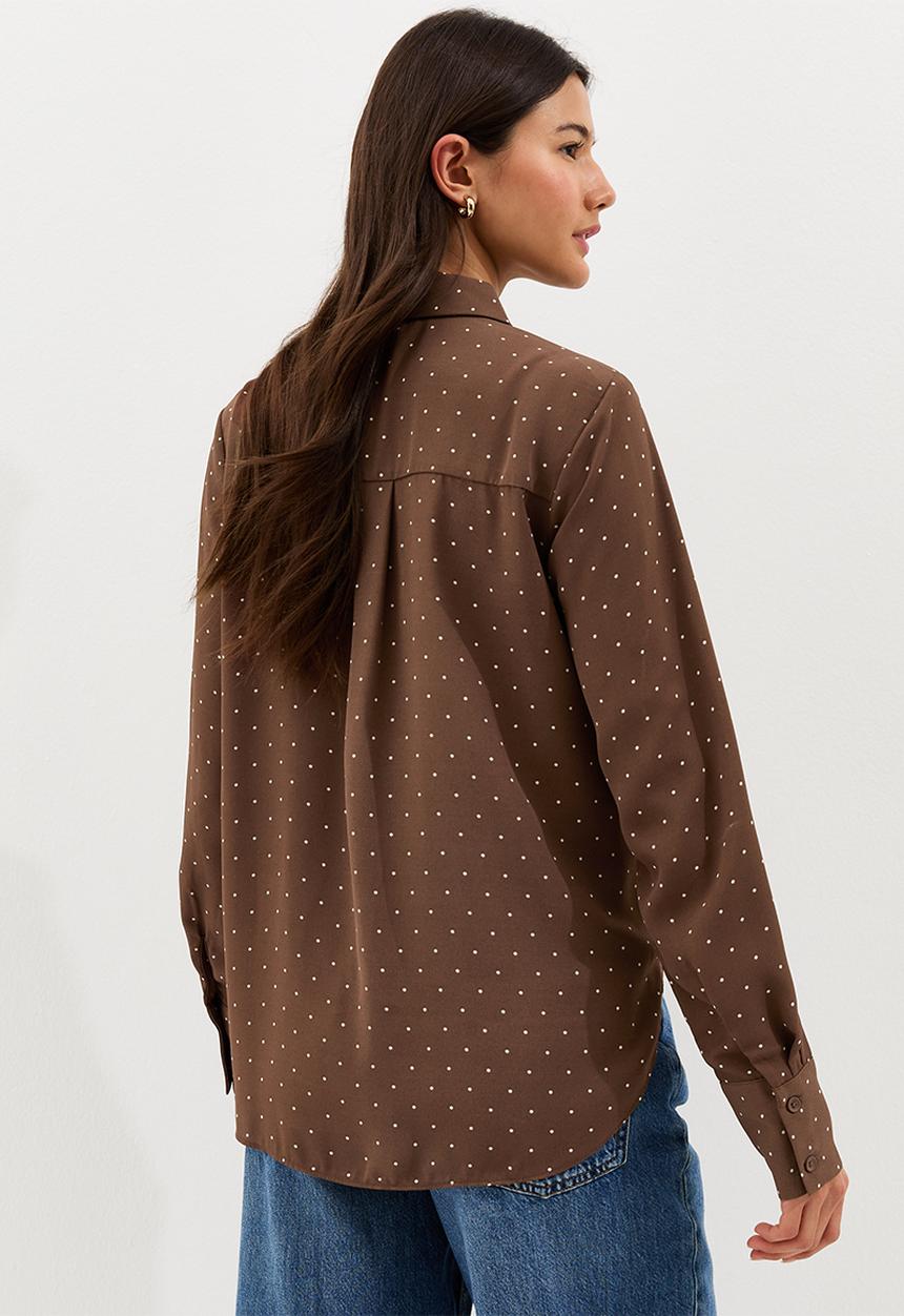 New Look - Ec k vde alice spot claire gold btn shirt - 29 brown pattern