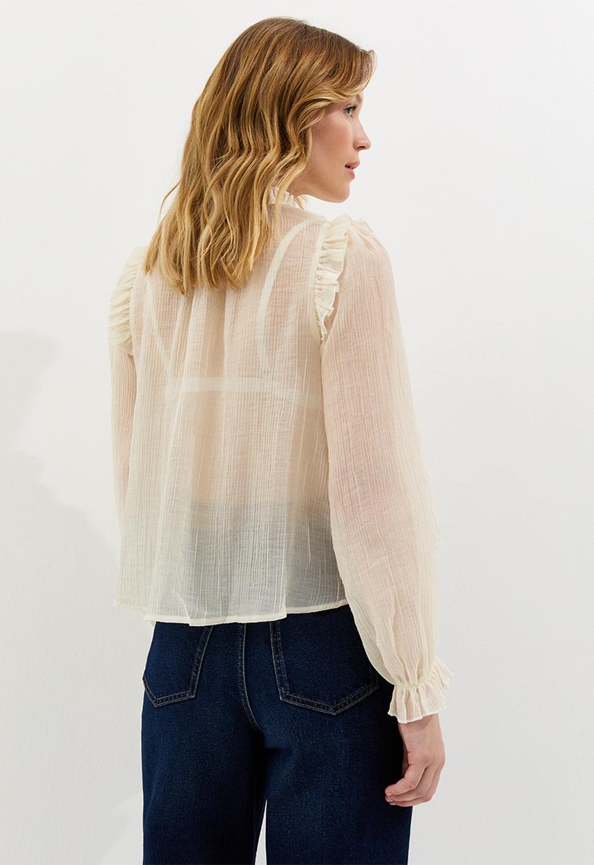New Look - Lizzy bib lace blouse - white
