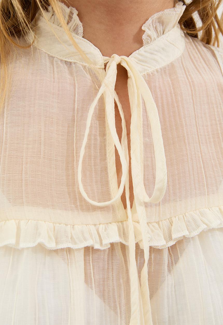 New Look - Lizzy bib lace blouse - white