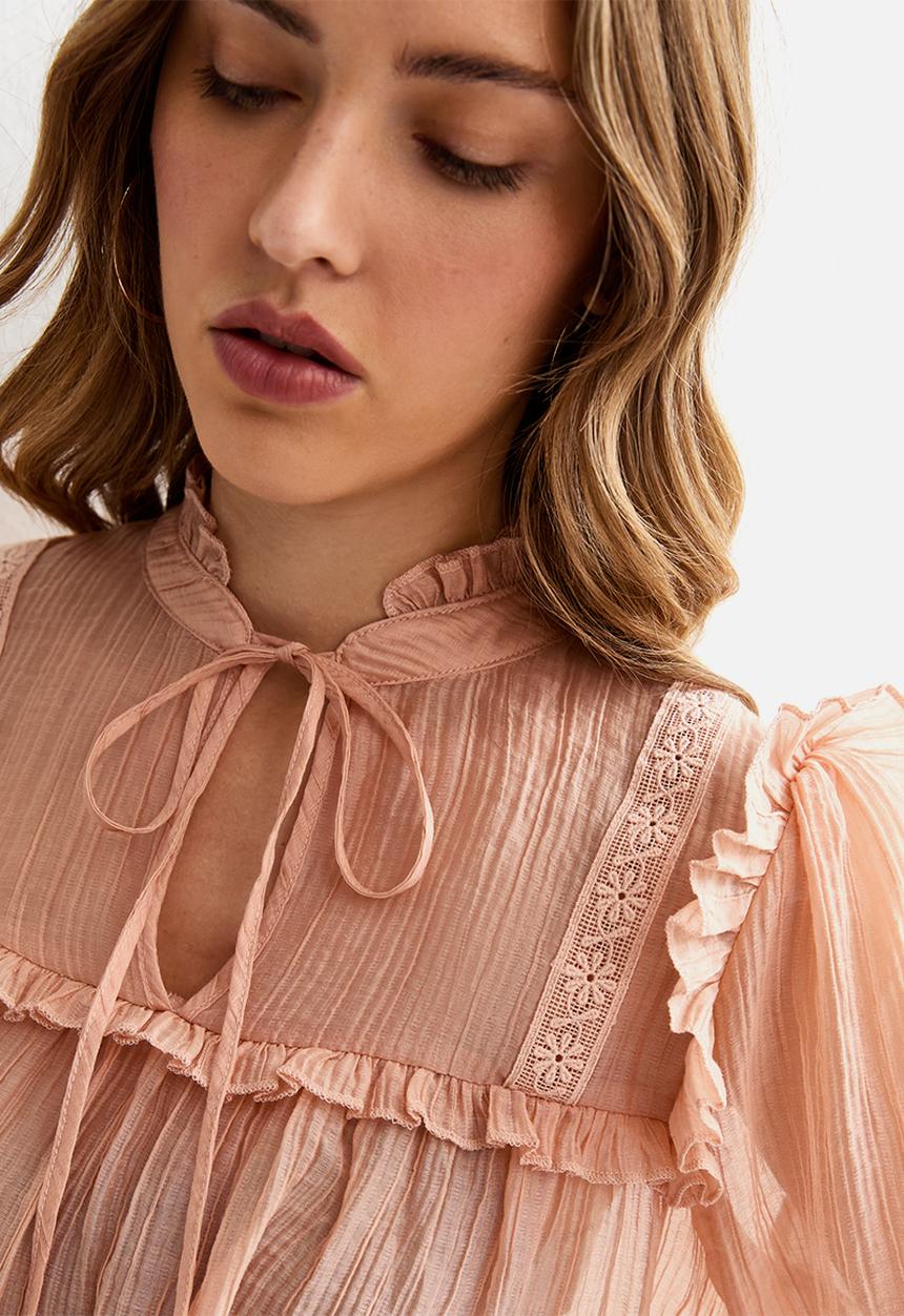 New Look - Lizzy bib lace blouse - mid pink