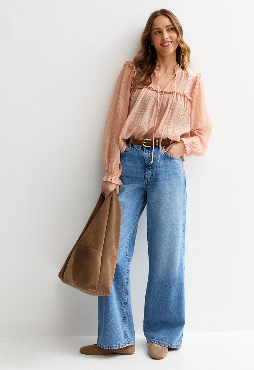 New Look - Lizzy bib lace blouse - mid pink
