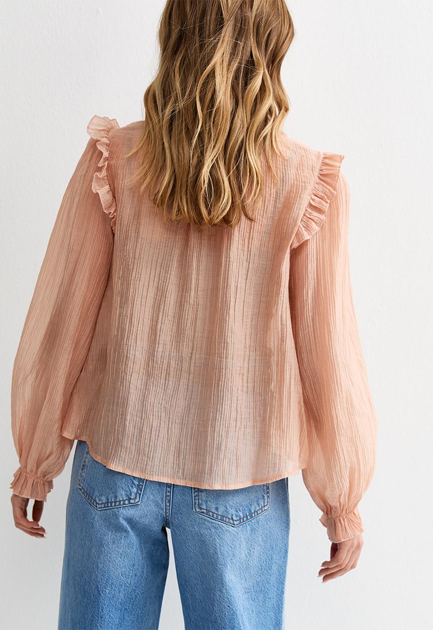 New Look - Lizzy bib lace blouse - mid pink
