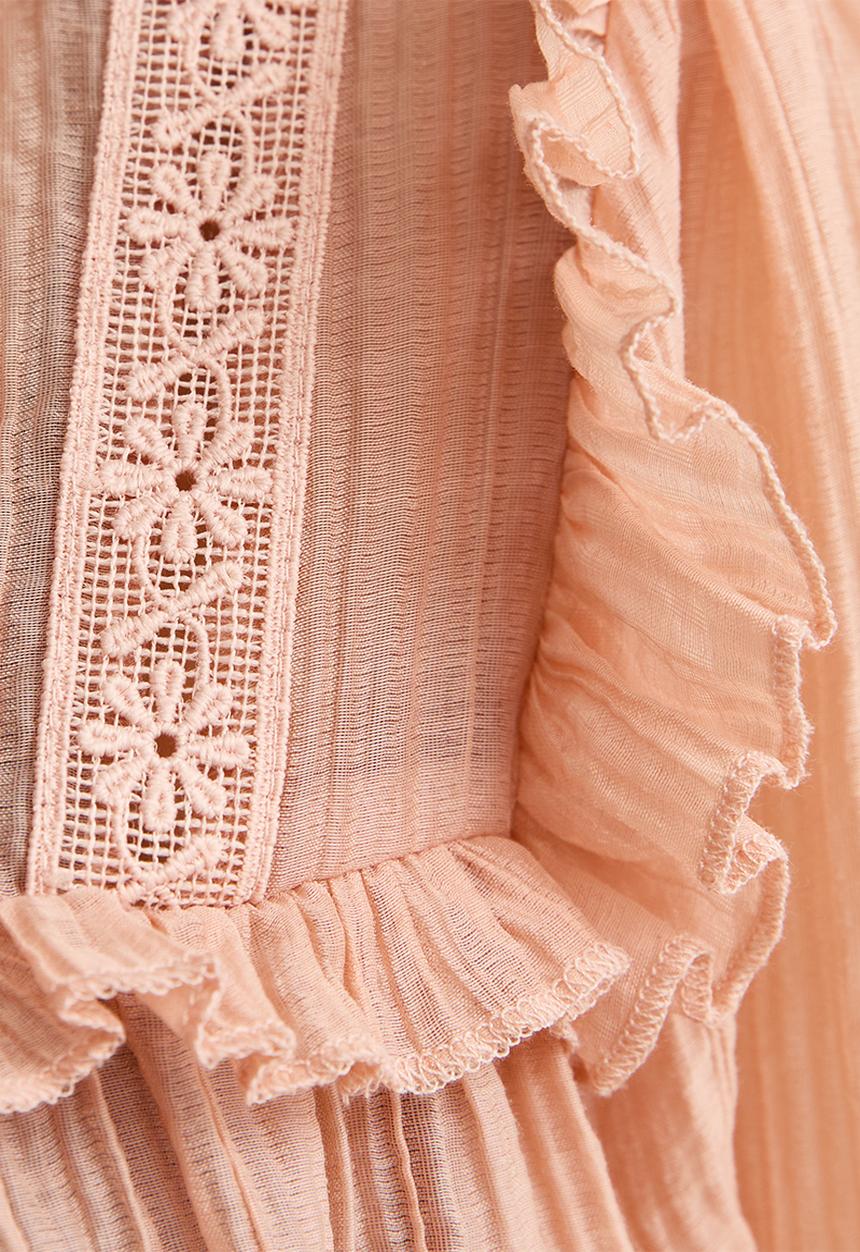 New Look - Lizzy bib lace blouse - mid pink