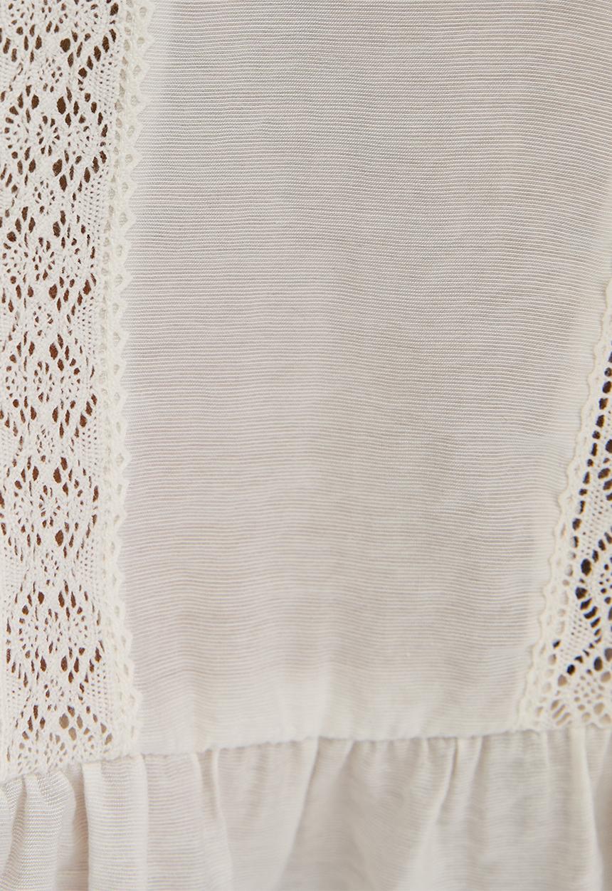 New Look - Louisa lace insert high neck shell - white