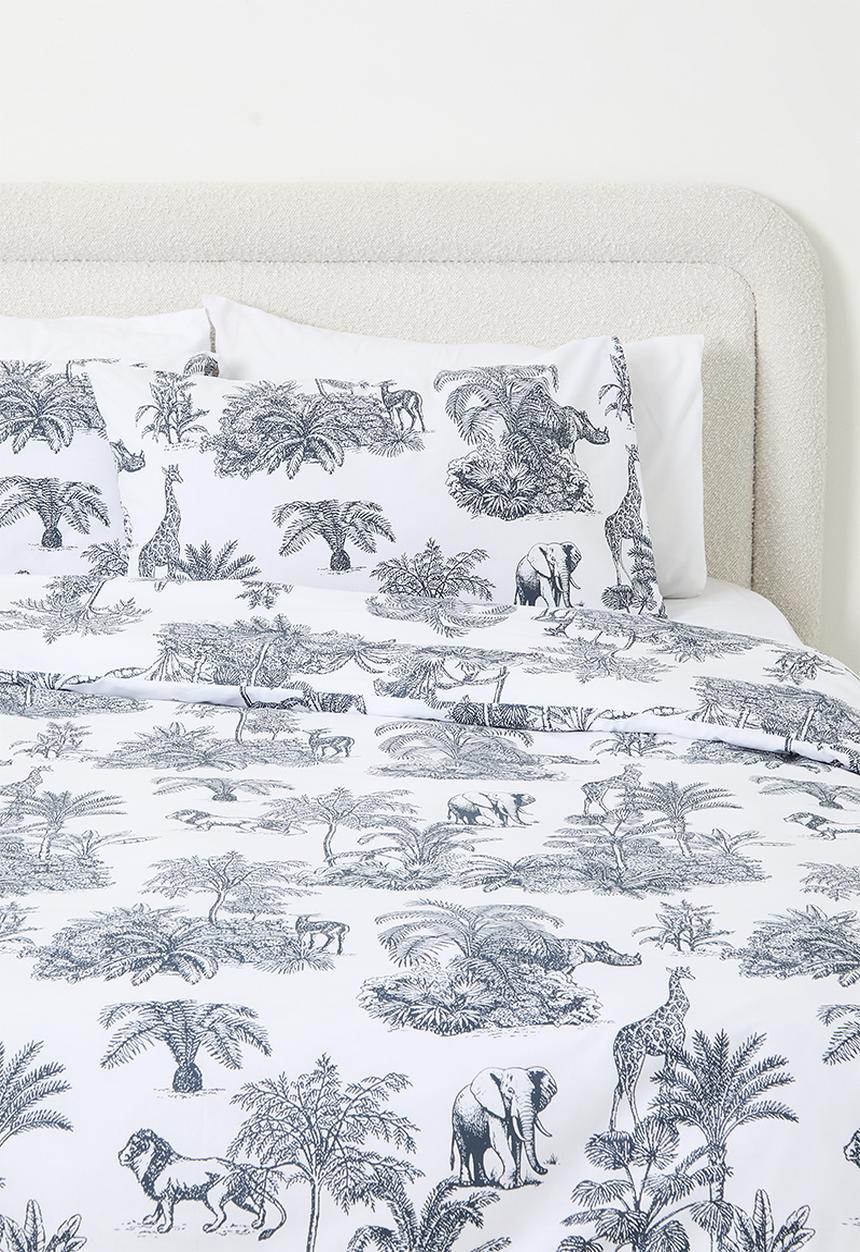 Sixth Floor - African Toile Cotton Blend Duvet Cover Set - Navy