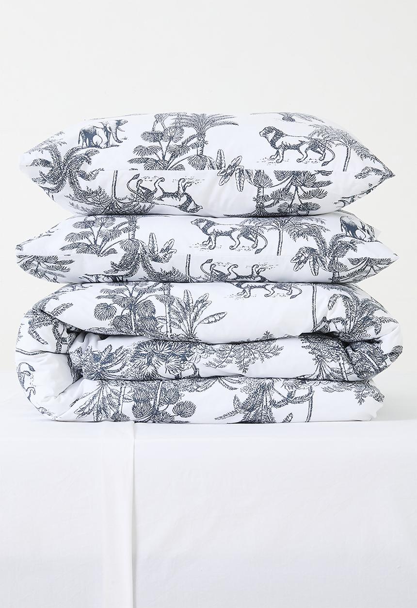 Sixth Floor - African Toile Cotton Blend Duvet Cover Set - Navy