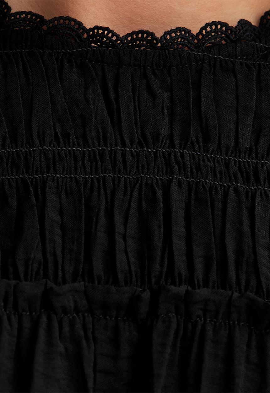 New Look - Vde shelly shirred crew neck blouse  - black