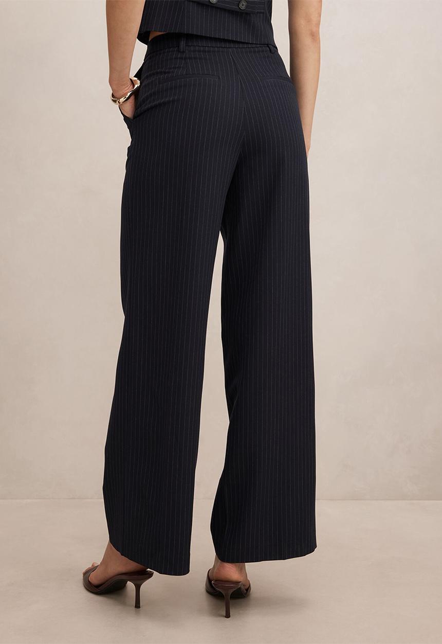 Forever New - Paloma pinstripe wide leg pants in navy 
