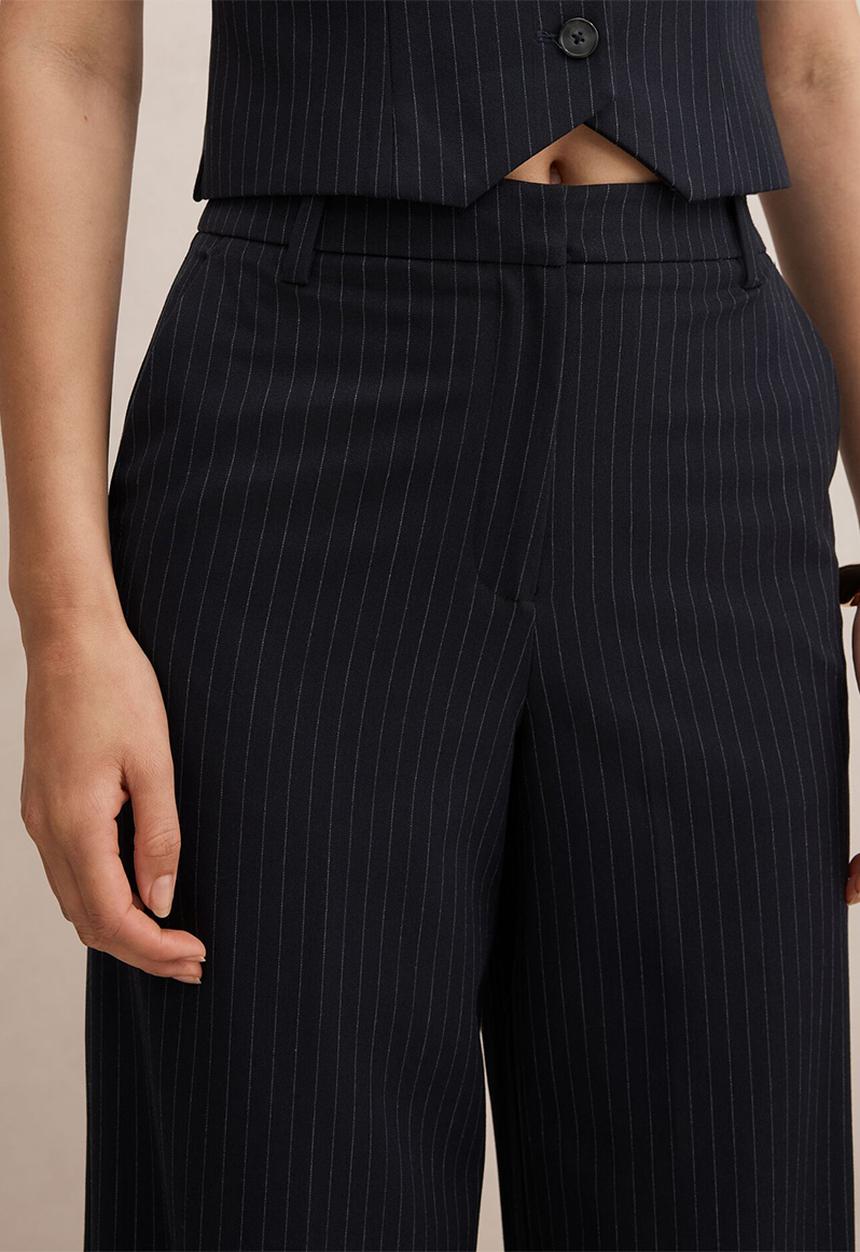 Forever New - Paloma pinstripe wide leg pants in navy 