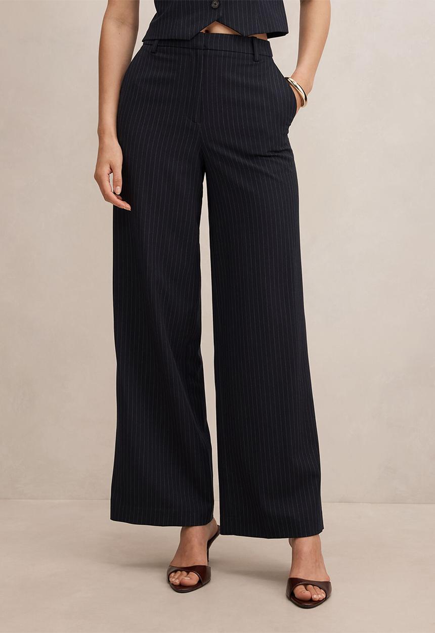 Forever New - Paloma pinstripe wide leg pants in navy 