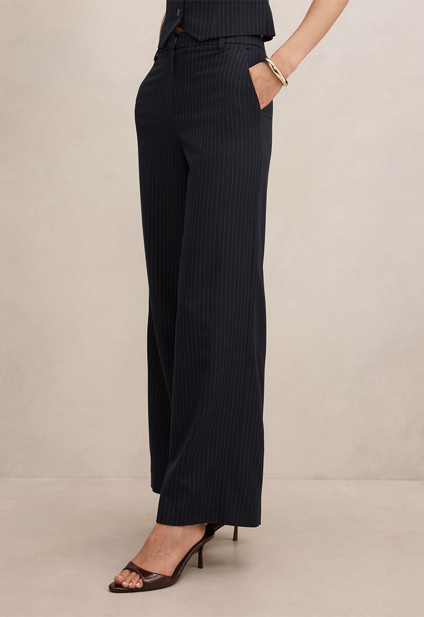 Forever New - Paloma pinstripe wide leg pants in navy 