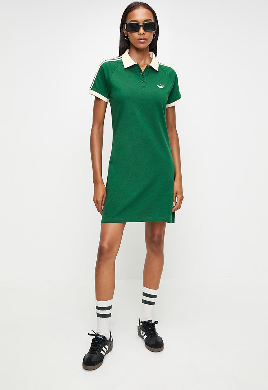 Polo Dress Sprt W - Dark Green/Ecru Tint