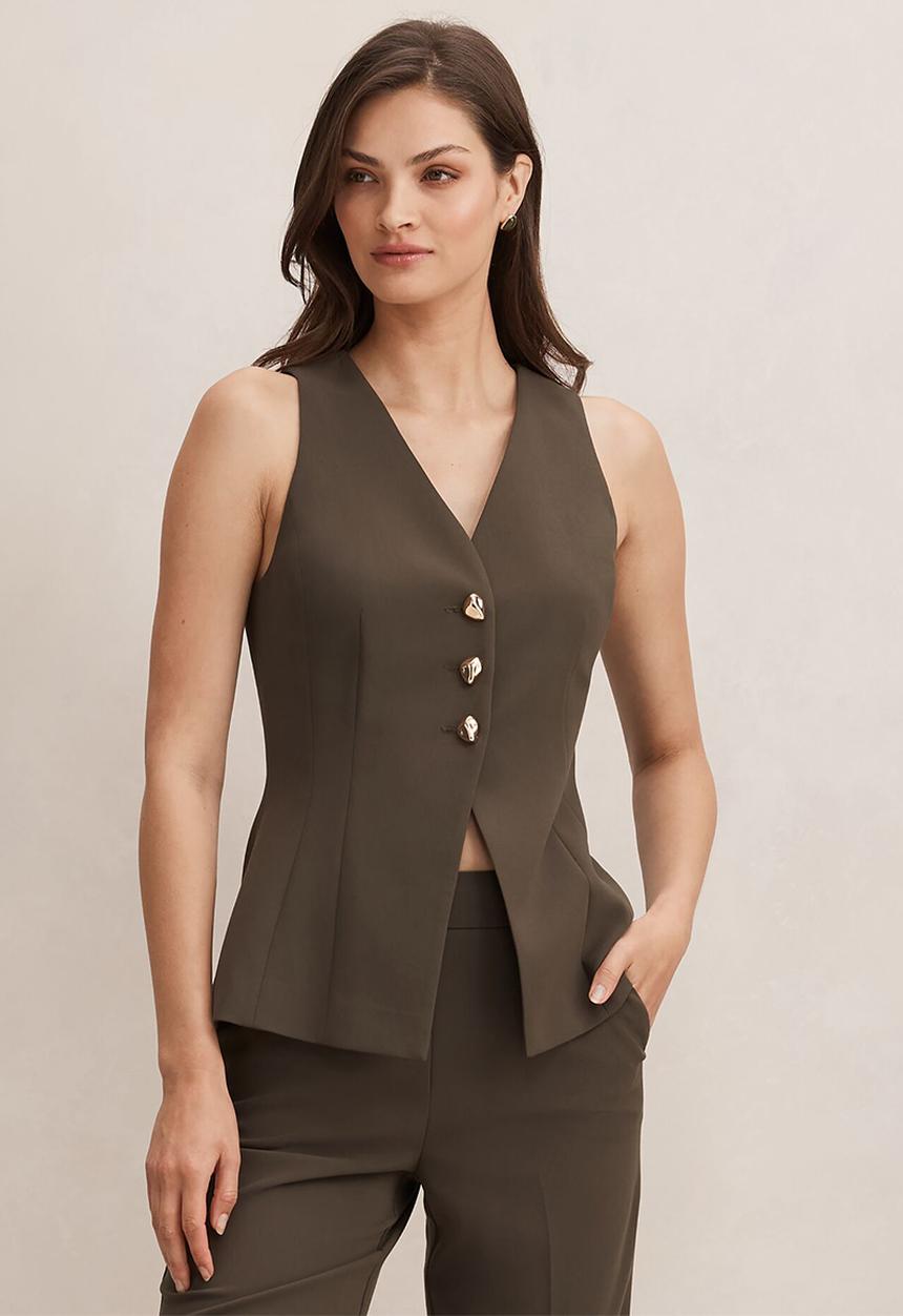Forever New - Larissa long waistcoat in olive