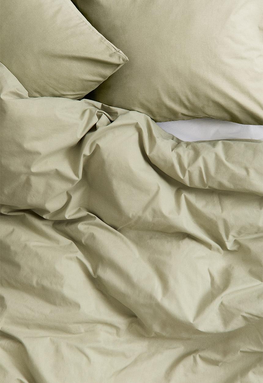 H&M - Cotton double/king duvet cover set - green
