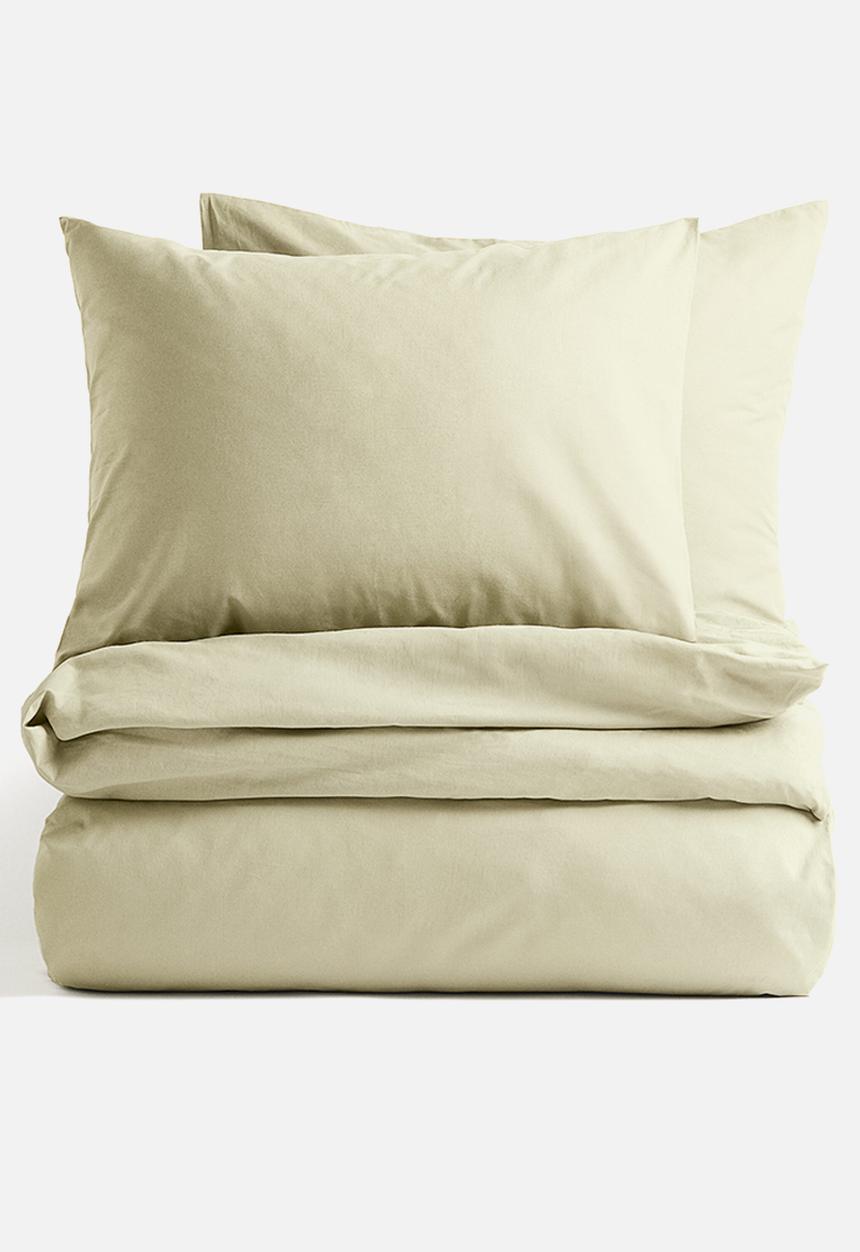 H&M - Cotton double/king duvet cover set - green