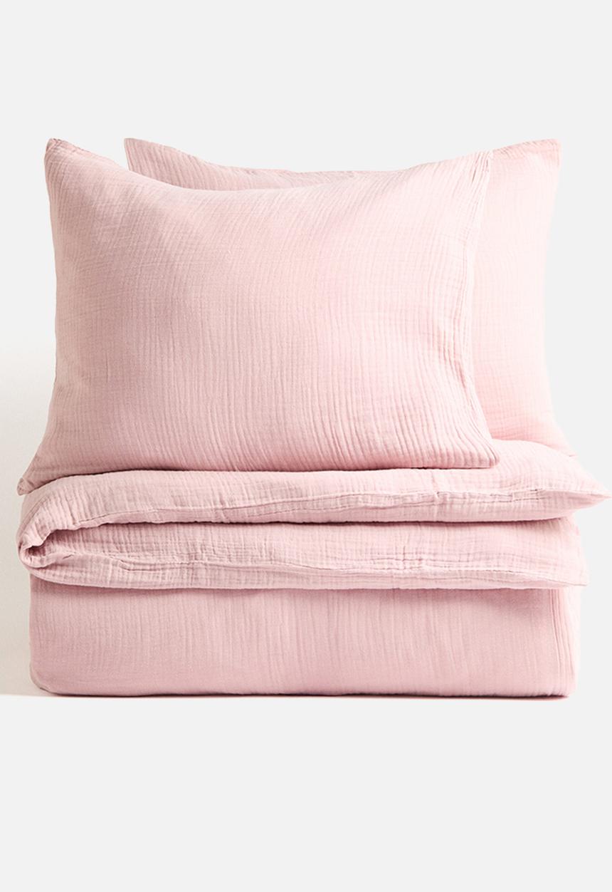 H&M - Muslin double/king duvet cover set - pink