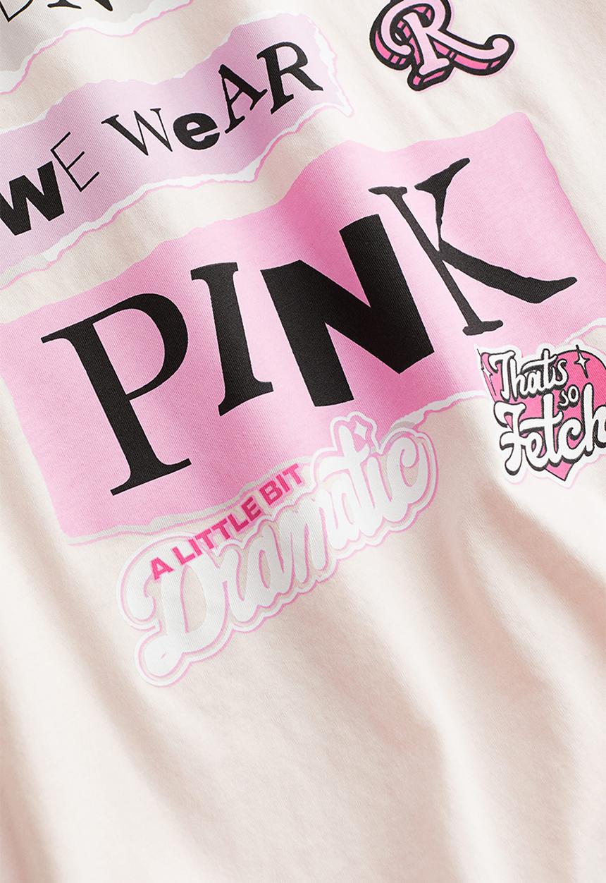H&M - Oversized printed t-shirt - light pink/mean girls 