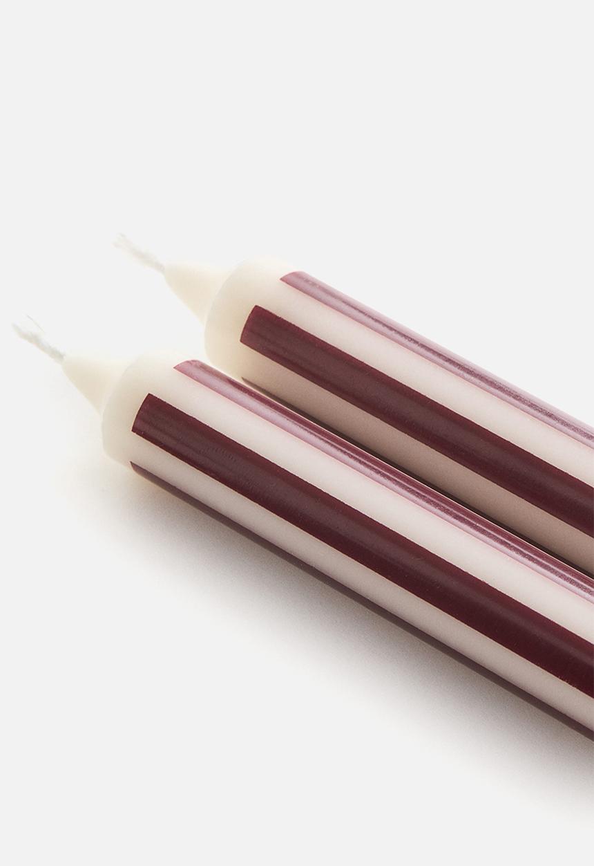 H&M - 2-pack patterned candles - white,red