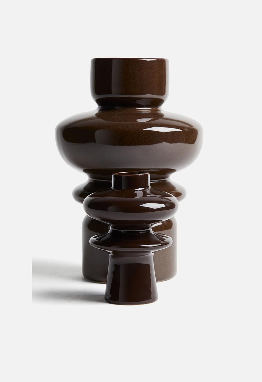 H&M - Extra-small tiered stoneware vase - brown
