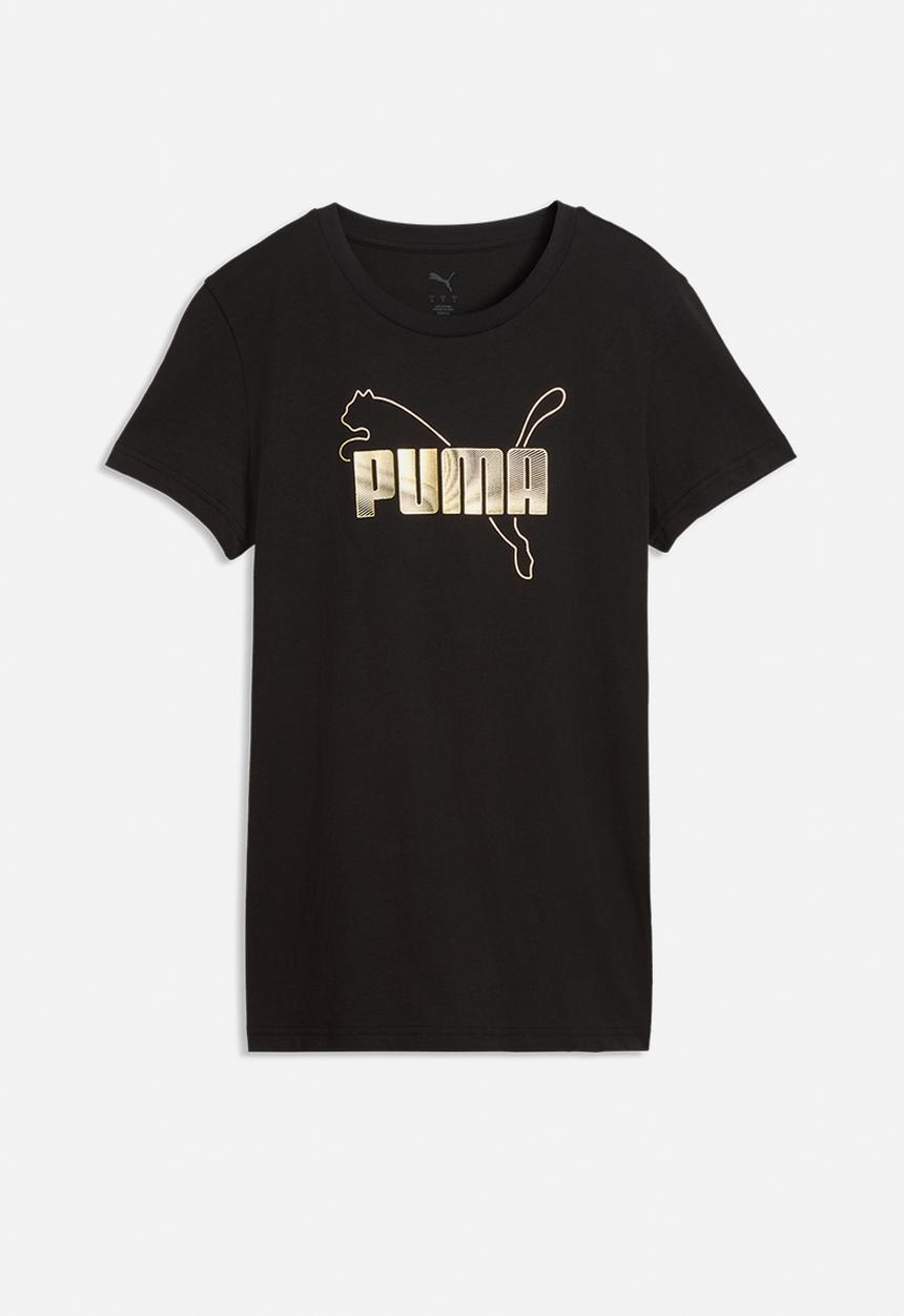 PUMA - Ess Logo Lab Metallic Tee Wck-P - Puma Black-Puma Silver