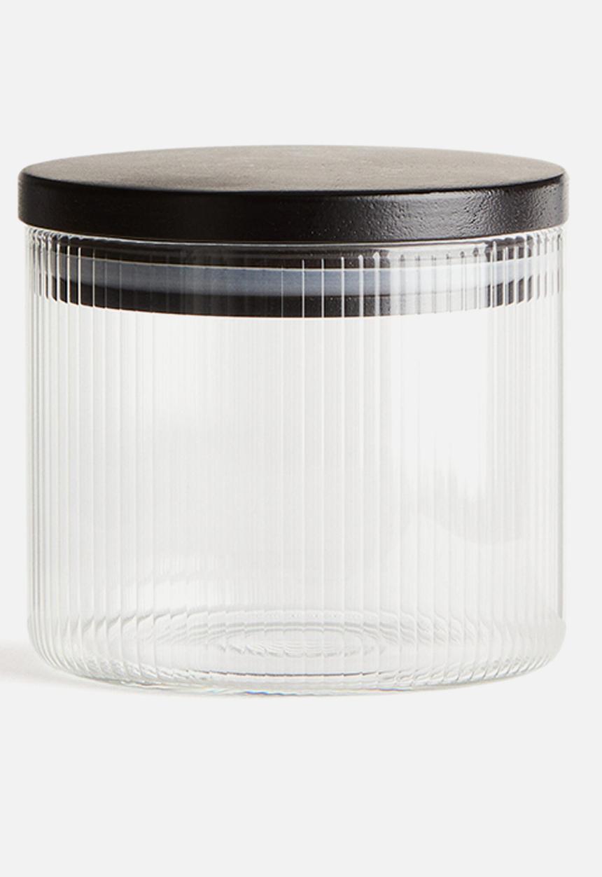 H&M - Small fluted glass jar - transparent